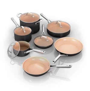 NEU Ninja 12-teiliges Essential Keramik Kochgeschirr Set harteloxiert spülmaschinenfest - Bild 1 von 5