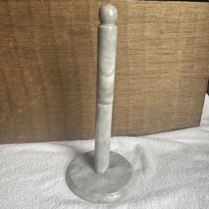 Vintage Solid Marble Paper Towel Holder White & Gray 13 X 5.5” Heavy - Picture 1 of 11