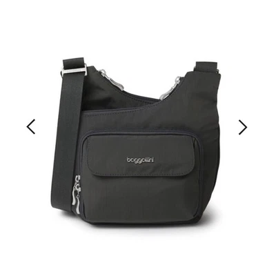 BAGGALLINI Criss Cross Bagg Crossbody Shoulder Bag Purse Double Zip in Charcoal - Image 1 of 4