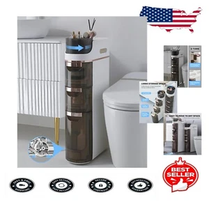 Compact 3-Tier Waterproof Slim Bathroom Storage Cabinet with Drawers & Wheels - Picture 1 of 9