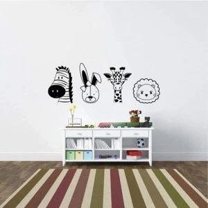 Zebra Lion Rabbit Animal Vinyl Wall Art Sticker for Kids Room Home Decals Decors - Picture 1 of 5