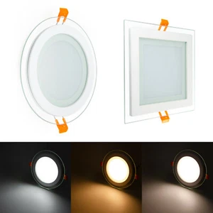 LED Crystal Glass Edge Recessed Round & Square Flat LED Panel Light Top Quality - Picture 1 of 17