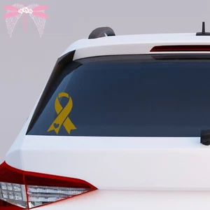 Childhood Cancer Heart Awareness Ribbon Gold Vinyl Decal Stickers 22 Sizes - Picture 1 of 3
