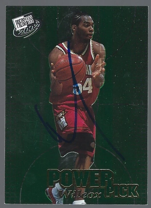 Tarjeta firmada con autógrafo de Chris Wilcox #41 de baloncesto Press Pass 2002 IP Foto 1 de 1