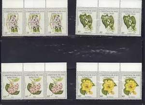 NATALE ISOLA 1986 STRISCE FIORI INDIGENI X 3 SET 183-186 MINT MNH - Foto 1 di 1