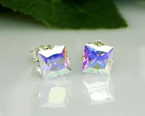 Mercury Mystic Topas PRINZESSIN geschnitten Sterlingsilber Ohrstecker - Bild 1 von 5