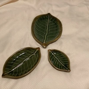 Pier 1 Imports Ceramic Green Nesting Serving Trays Set Of 3 - Picture 1 of 18