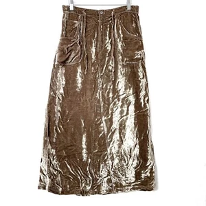 Maxi gonna donna J Jill velluto schiacciato elastico in vita tasca 10 marrone tortora - Foto 1 di 8