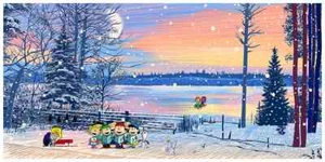 PEANUTS Charles Schulz MARK CHILCOTT fine art giclée x/150 stampa natalizia BNG - Foto 1 di 1