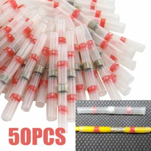 50PCS 22-18AWG Heat Shrink Solder Sleeve Seal Wire Connectors Butt Terminals Red - Picture 1 of 9