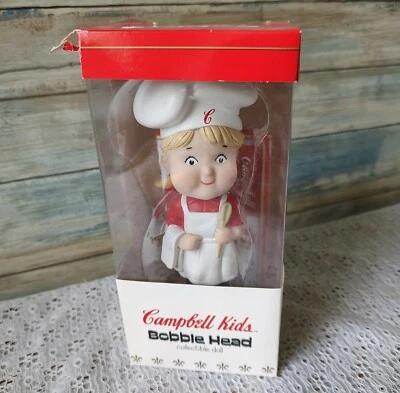 2002 Campbell's Soup Kids Bobble Head ~ Boneca Colecionável Boy Chef Caixa Aberta  - Imagem 1 de 4