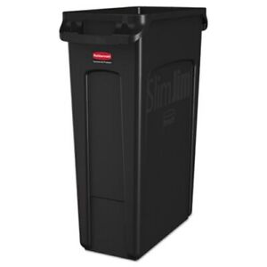 Rubbermaid® Slim Jim 23 Gallon Trash Can with Vents, Black (RCP354060BK)