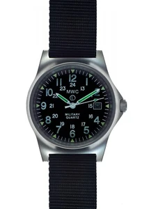 MWC G10LM US Pattern Military Watch with 12/24 Dial Format on a Black Strap - Picture 1 of 5