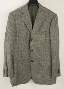 Corneliani Leader Men's 44R Gray Black Tan Check Knit Wool 3 Button Sport Coat - Picture 1 of 12