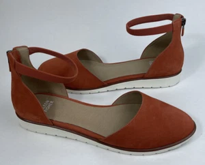 Eileen Fisher Sandals Women’s 9 Orange Rust Suede Leather Flats Excellent - Picture 1 of 9