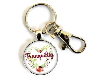 Key Rings for Women Inspirational Tranquility Purse Charm Keychain Handmade - Picture 1 of 2