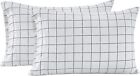 LANE LINEN 100% Organic Cotton Pillowcases - King, 23: Windowpane - Charcoal 