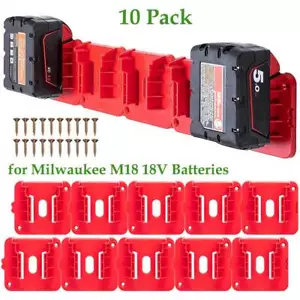 10x Portabatterie per Milwaukee M18 18V Batterie Montaggio a Parete Portabatterie - Foto 1 di 12