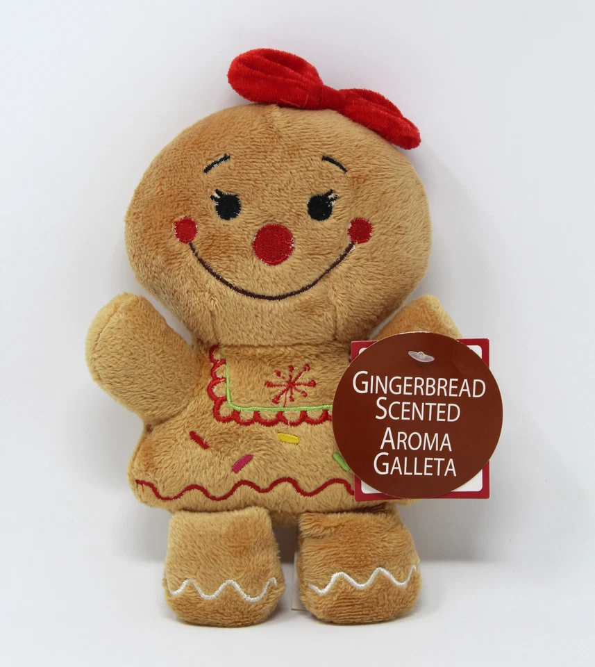 Dan Dee Gingerbread Girl Plush Christmas Holiday Doll 8” Embroidered Red Bow - Image 1 of 4