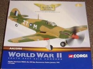 HAWKER HURRICANE MICRO, 258 SQN CEYLON 1943 - MASSSTAB 1:72 - CORGI LTD ED AA32006 - Bild 1 von 4