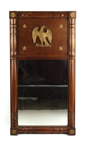 Vintage Federal Style Adams Cabinet Shop American Eagle Maple Wood Wall Mirror Cover