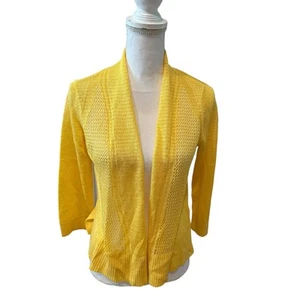 Alfani Lemon Yellow Open Knit Lightweight Cardigan Sweater S - Picture 1 of 5