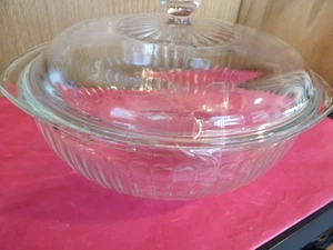 Vintage Pyrex 024-S Clear 2 Quart Casserole Baking Dish Ribbed - Picture 1 of 3