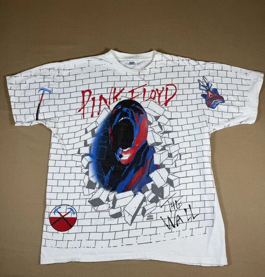Camiseta Vintage Pink Floyd The Wall 1982 Estampado Completo Para Hombre XL EXTREMADAMENTE RARA Foto 1 de 4