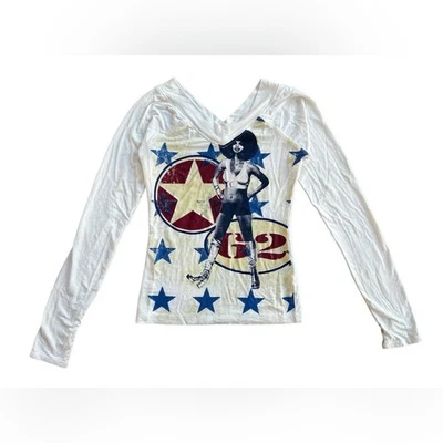 Top de manga larga Silence Noise blanco gráfico estrellas pequeñas ambiente vintage Foto 1 de 4