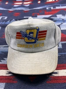 VINTAGE 80s 90s O’Brien Skis Waterski Snapback Corduroy Trucker Hat Gray Cord - Picture 1 of 13