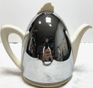Tetera de cerámica Kosy Kraft vintage de los años 50 con cubierta aislante cromada MCM baquelita - Imagen 1 de 24