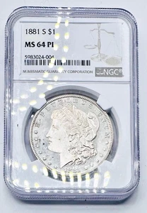 1881-S Morgan Silver Dollar Certified by 🔥NGC MS64 PL - PROOF-LIKE🔥 - Picture 1 of 4
