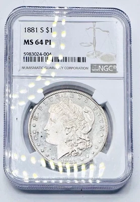 1881-S Morgan Silver Dollar Certified by 🔥NGC MS64 PL - PROOF-LIKE🔥 - Image 1 of 4
