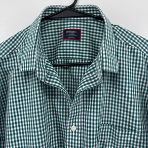 UNTUCKit Mens XL Green Gingham Lawrence Wrinkle Free Relaxed Fit Shirt - Picture 1 of 9