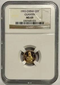China 1993 Guanyin 1/20oz Gold Coin, NGC MS69 - Picture 1 of 2