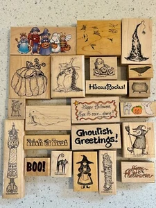 HALLOWEEN Theme Rubber Stamp Lot - MOMR, Stampington, Hero,Stampin Up,PSX + More - Picture 1 of 18