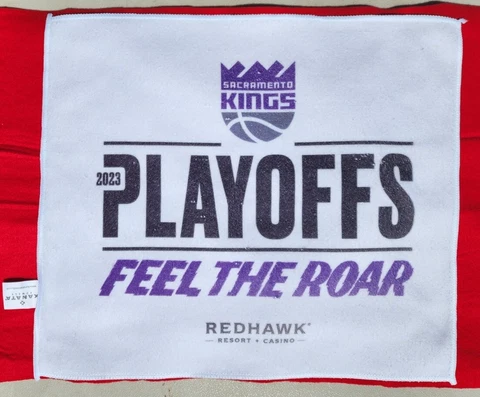 Sacramento Kings Playoff Towel From 4/17/2023 Giveaway Feel The ROAR Redhawk Cover