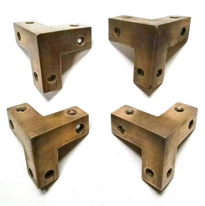 4x staffe angolari petto in ottone massiccio stile antico industriale, bretelle pz. #X3 - Foto 1 di 8