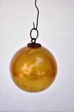 Antique German Kugel Ornaments Golden Mercury Christmas Ball Brass Cap Rare"F597
