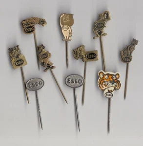 Vintage ESSO Oil Fuel pin badge 1960s Tiger Exxon Mobil Petrol Mr. Drop Station - Foto 1 di 18