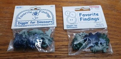 (2) Favorite Findings Diggin' For Dinosaurs Buttons Pack of 8 Retro Unique - Image 1 of 4