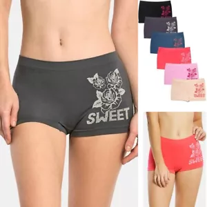 6 Pack Women Seamless Sweet Rose Boyshorts Boxers Panties Underwear One Size - Picture 1 of 7