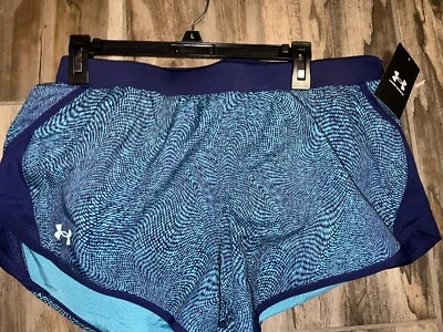 Women’s L Under  Armour Fly By 2.0 Running Shorts Sonar Blue Loose Heat Gear NWT - Image 1 of 4