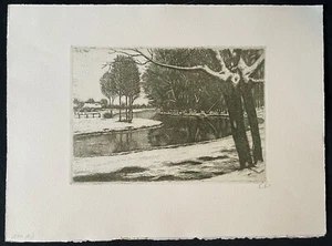Ernst Eitner, Alster im Schnee, Radierung, 1930, Nachlass - Bild 1 von 1