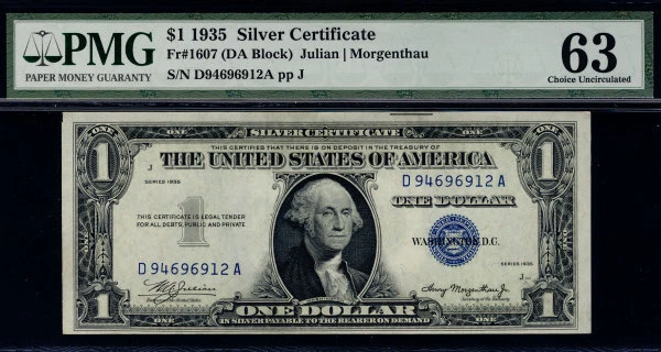 MALACK $1.00 1935 PMG 63 Choice Uncirculated. Good color. pm0059 - Image 1 of 1
