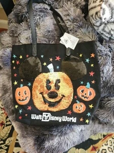 Disney World WDW Halloween 2020 Kürbis Mickey Pailletten Tragetasche Tasche Disney Parks Neu mit Etikett - Bild 1 von 3