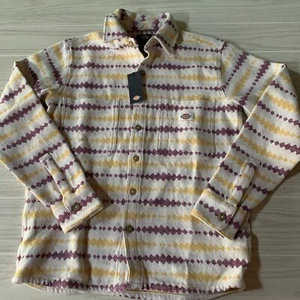 Dickies Women XS Long Sleeve Heavy Shirt Cream Stripes - Picture 1 of 9