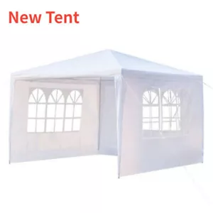 New Canopy Party Tent 3 x 3m Three Sides Waterproof Tent with Spiral Tubes White - Picture 1 of 12
