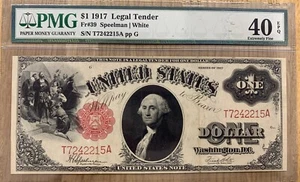 FR. 39 1917 $1 Legal Tender PMG XF40epq 949014-3 - Picture 1 of 2