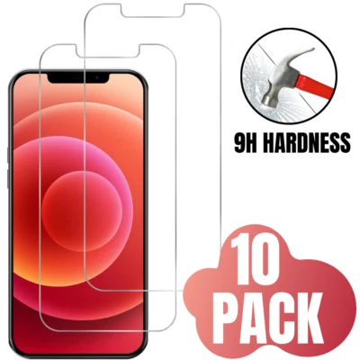 10Pack iPhone 14 13 12 11 Pro Max X 8 7 Plus Tempered Glass Screen Protector Lot - Image 1 of 4
